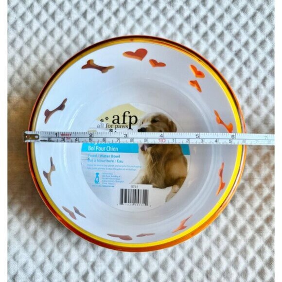 New XL Orange & White Acrylic Dog Bowl w/ Grip Base - Small Scratch (See Photos) - Picture 4 of 7